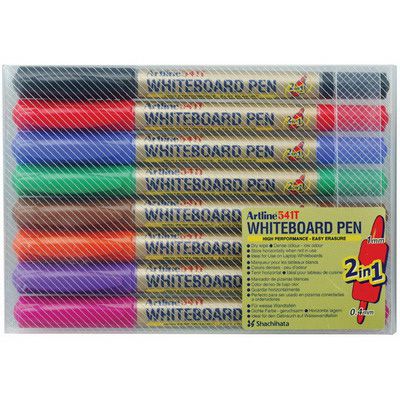 Image for ARTLINE 541T DUAL NIB FINE WHITEBOARD MARKER 0.4/1.0MM BULLET ASSORTED PACK 8 from PaperChase Office National