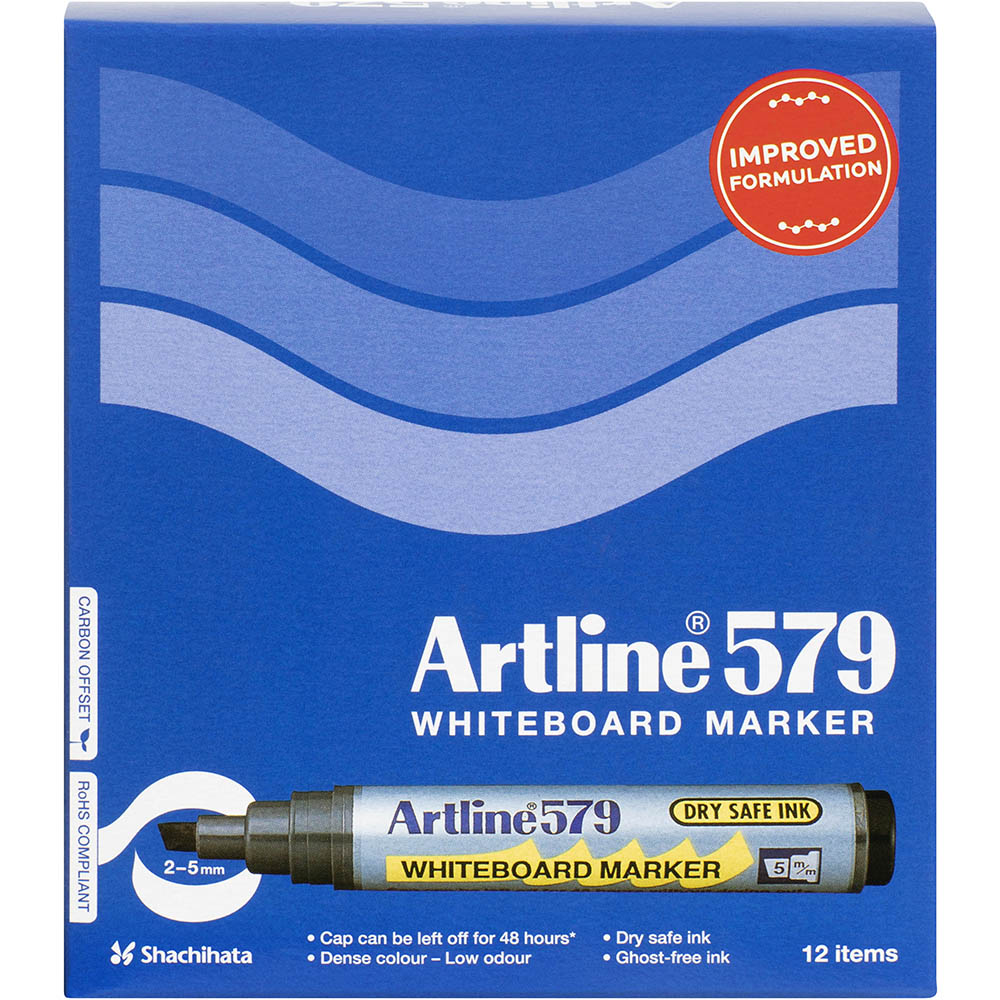 Image for ARTLINE 579 WHITEBOARD MARKER CHISEL 5MM ASSORTED BOX 12 from Aztec Office National Melbourne