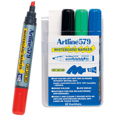 Image for ARTLINE 579 WHITEBOARD MARKER CHISEL 5MM ASSORTED WALLET 4 from Office National Limestone Coast