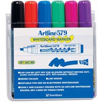artline 579 whiteboard marker chisel 5mm assorted wallet 6