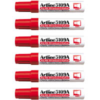 artline 5109a whiteboard marker chisel 10mm red box 6