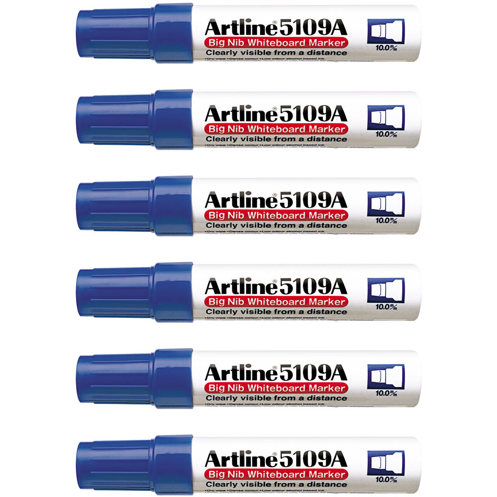 Image for ARTLINE 5109A WHITEBOARD MARKER CHISEL 10MM BLUE BOX 6 from Office National Perth CBD
