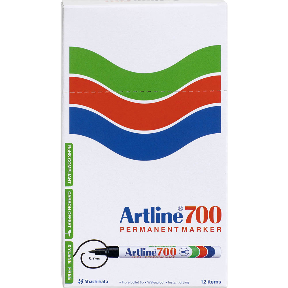 Image for ARTLINE 700 PERMANENT MARKER BULLET 0.7MM ASSORTED BOX 12 from Office National Perth CBD