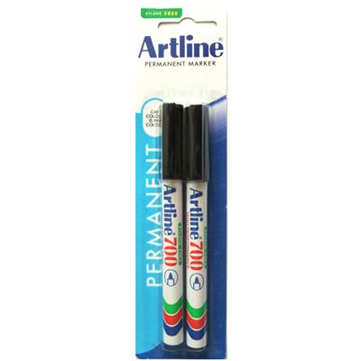 Image for ARTLINE 700 PERMANENT MARKER BULLET 0.7MM BLACK PACK 2 HANGSELL from Surry Office National