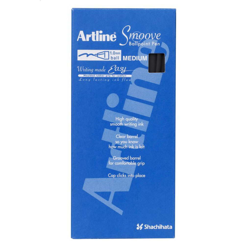artline smoove ballpoint pen medium 1.0mm black box 12