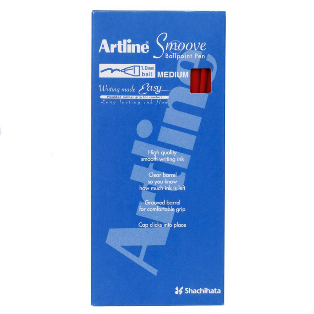 Image for ARTLINE SMOOVE BALLPOINT PEN MEDIUM 1.0MM RED BOX 12 from Axsel Office National