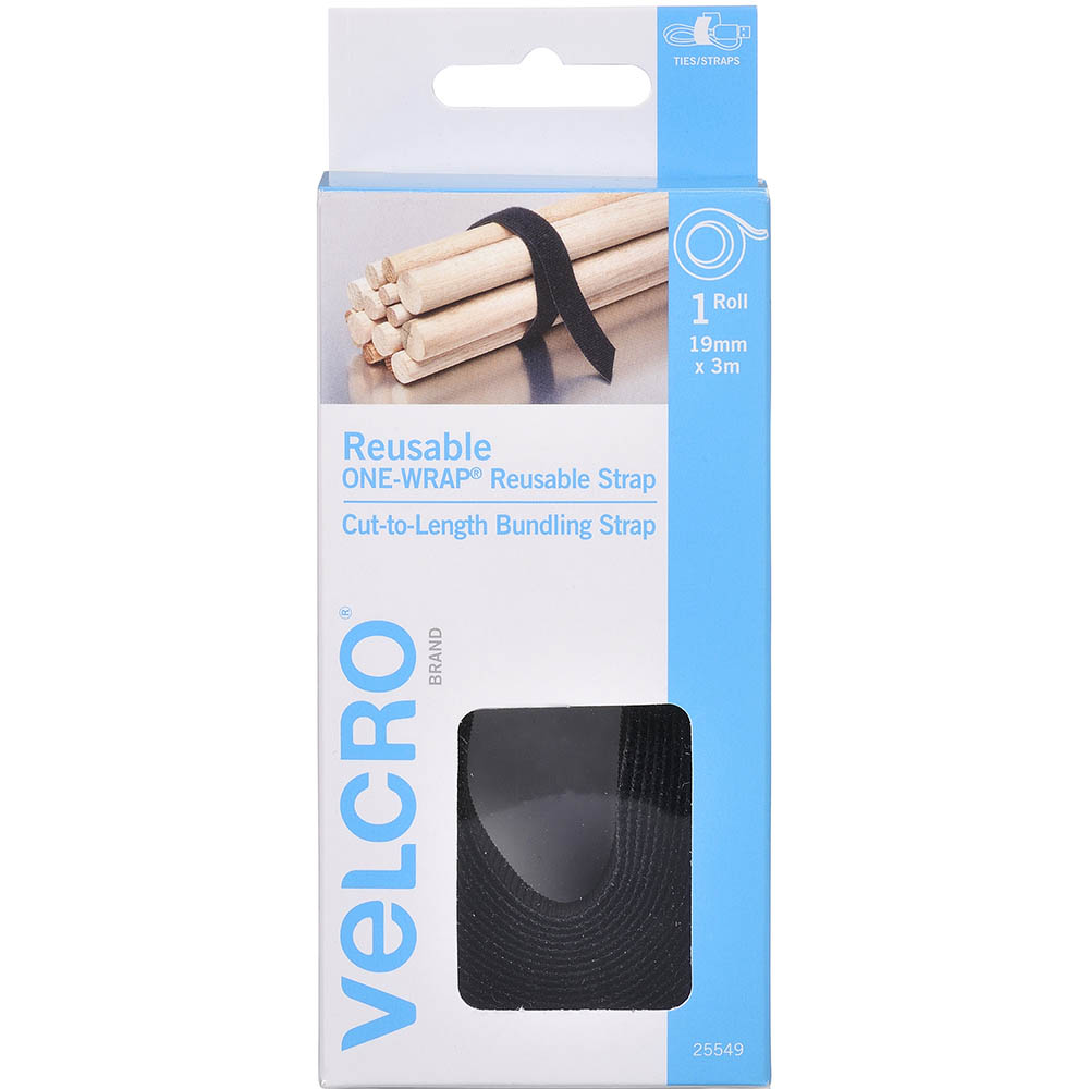 Image for VELCRO BRAND® ONE-WRAP® REUSABLE STRAP 19MM X 3M BLACK from Mackay Business Machines (MBM) Office National