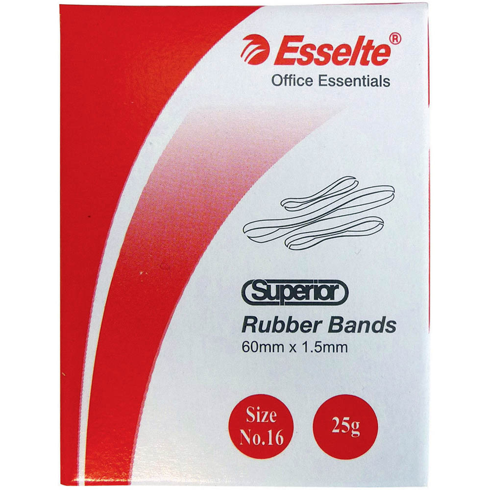 Image for ESSELTE SUPERIOR RUBBER BANDS SIZE 16 25G BOX from OFFICE NATIONAL CANNING VALE