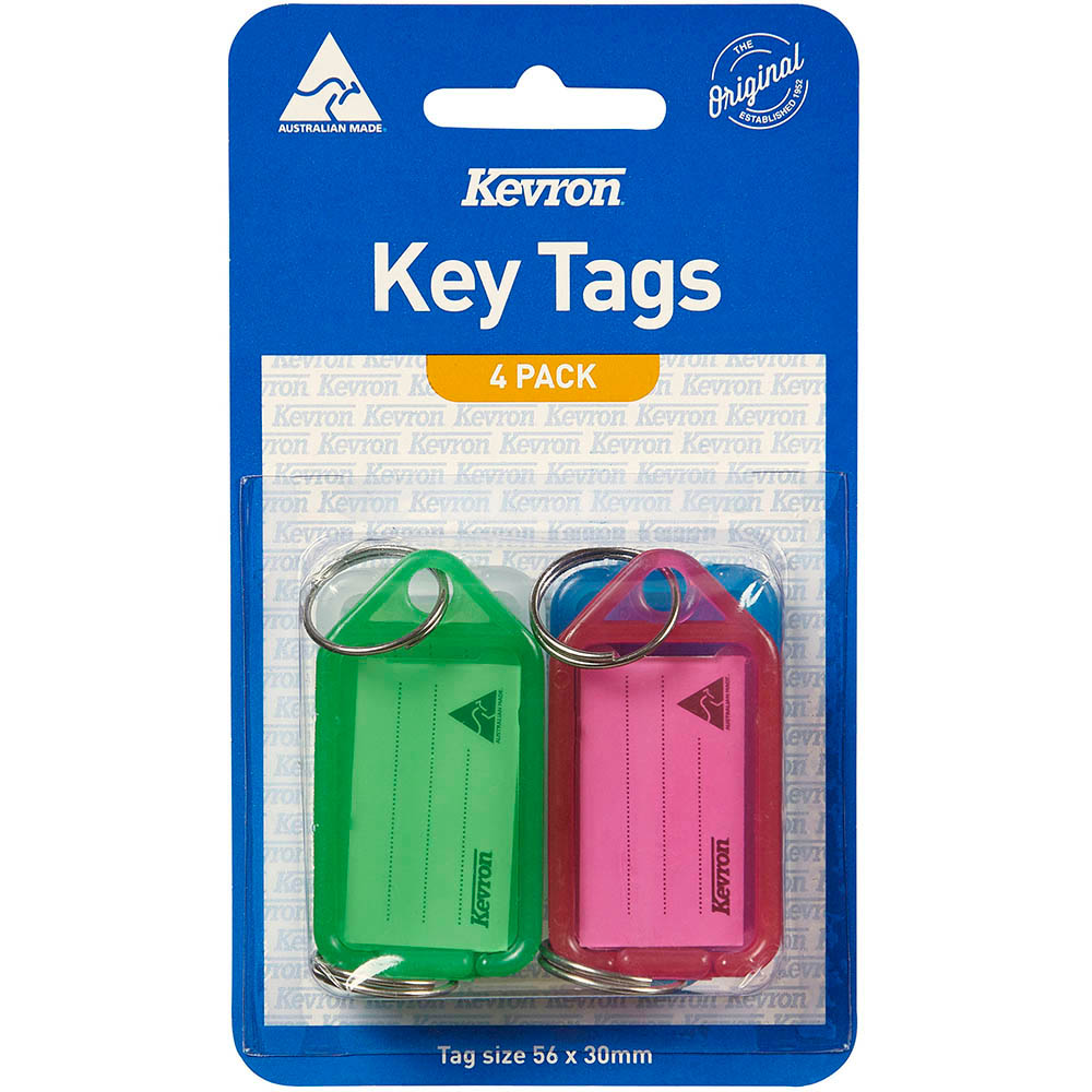 Image for KEVRON ID5 KEYTAGS ASSORTED PACK 4 from Ezi Office Supplies Gold Coast Office National