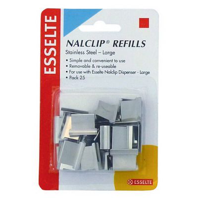 Image for ESSELTE NALCLIP REFILLS LARGE SILVER PACK 25 from Paul John Office National