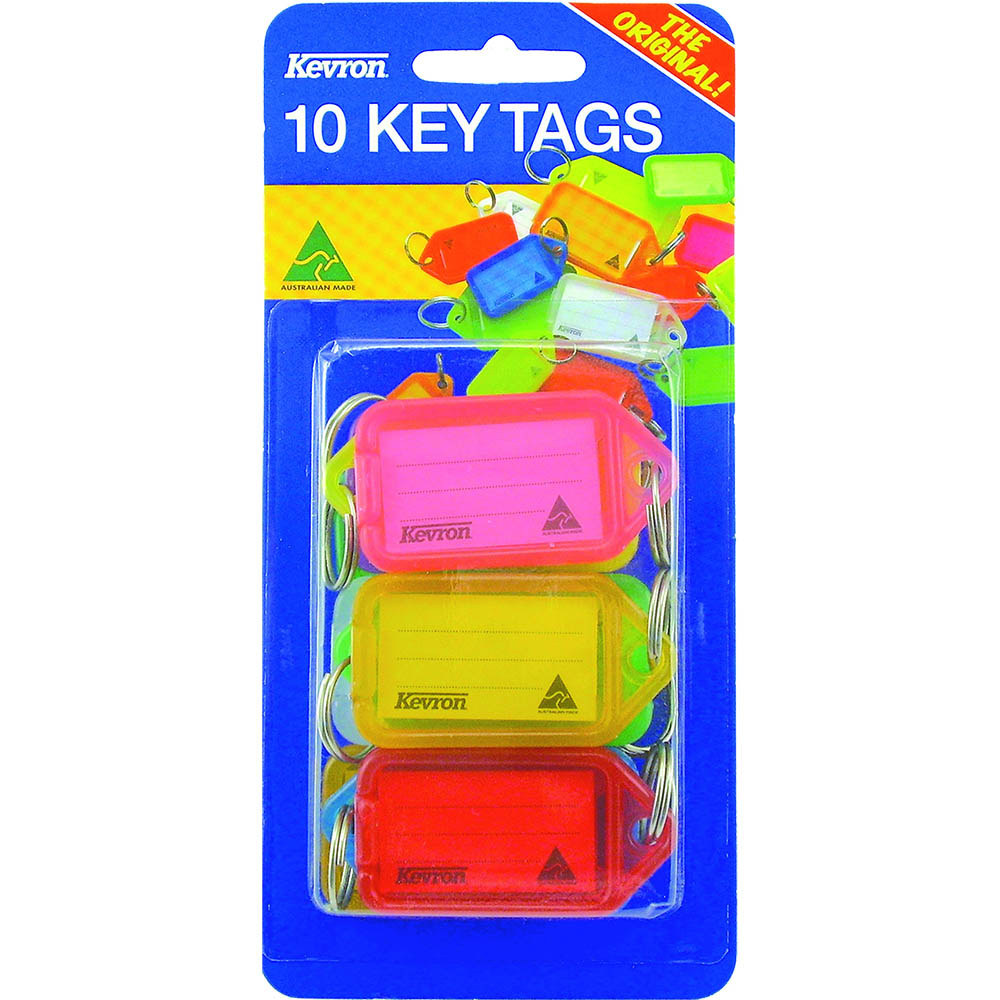 Image for KEVRON ID38 KEYTAGS FLURO ASSORTED PACK 10 from Complete Stationery Office National (Devonport & Burnie)