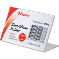 esselte sign / menu holder slanted landscape business card clear