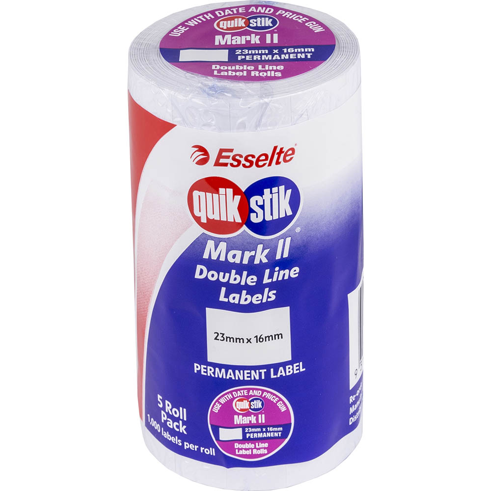 Image for QUIKSTIK MARK II PRICING GUN LABEL PERMANENT 1000 LABELS/ROLL 23 X 16MM WHITE PACK 5 from Mackay Business Machines (MBM) Office National