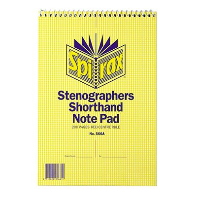 Image for SPIRAX 566A STENOGRAPHER SHORTHAND NOTE PAD SPIRAL BOUND TOP OPEN 200 PAGE 225 X 152MM from Our Town & Country Office National