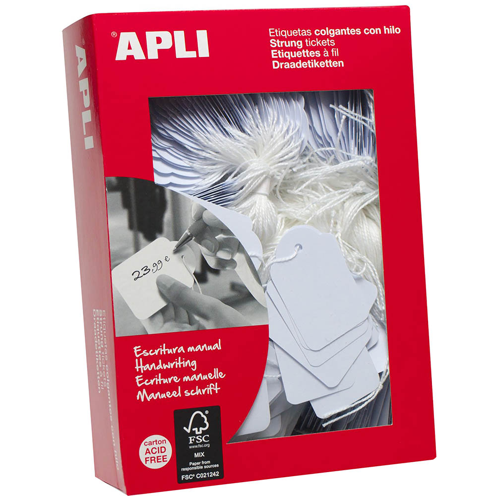 Image for APLI STRUNG TICKETS 50 X 70MM WHITE BOX 400 from PaperChase Office National