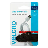 velcro brand® one-wrap® cable ties 127mm black pack 3