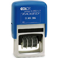 colop s260/l3 printer self-inking date stamp faxed 4mm red/blue