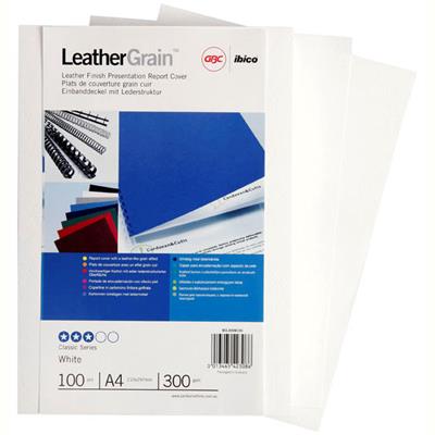 Image for GBC IBICO BINDING COVER LEATHERGRAIN 300GSM A4 WHITE PACK 100 from Aztec Office National