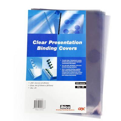 Image for GBC IBICO BINDING COVER 250 MICRON A4 CLEAR PACK 25 from Office National Sydney Stationery