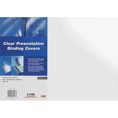 Image for GBC IBICO BINDING COVER 250 MICRON A3 CLEAR PACK 25 from Office National Sydney Stationery