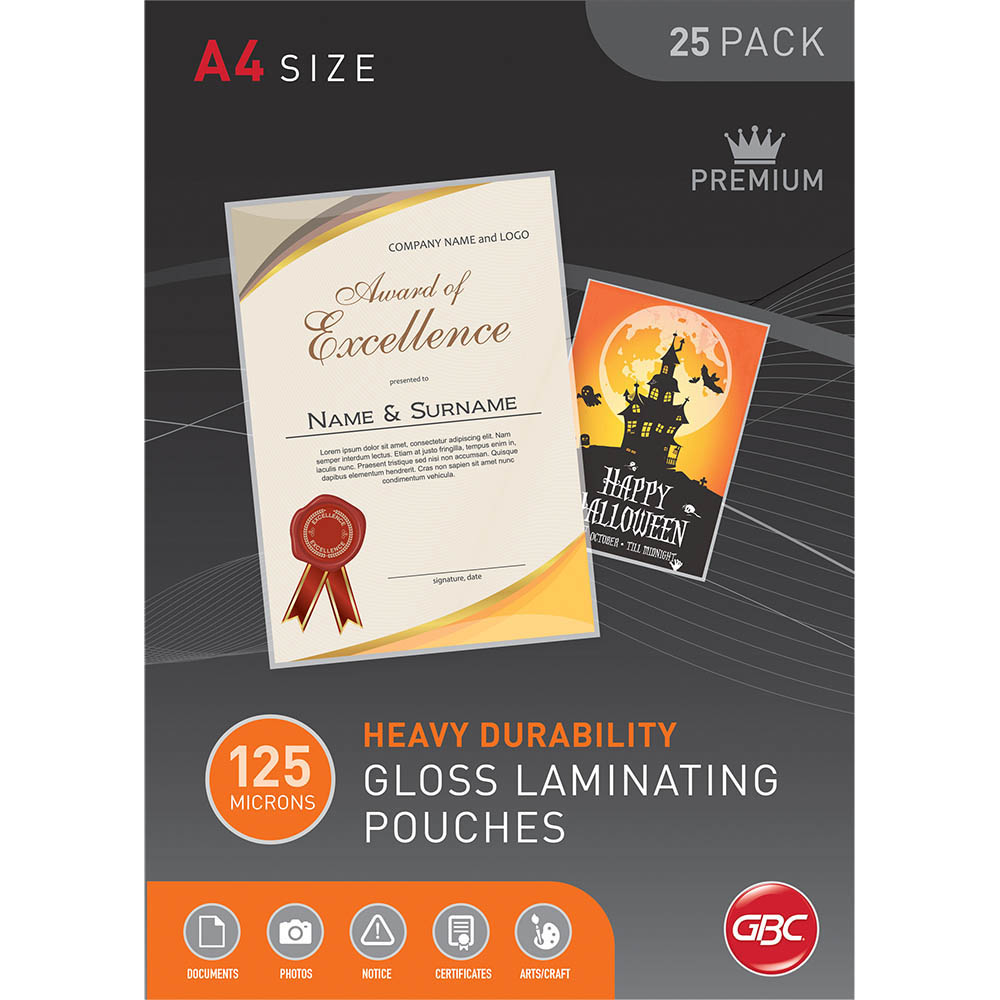 Image for GBC LAMINATING POUCH 125 MICRON A4 CLEAR PACK 25 from Office National Kalgoorlie