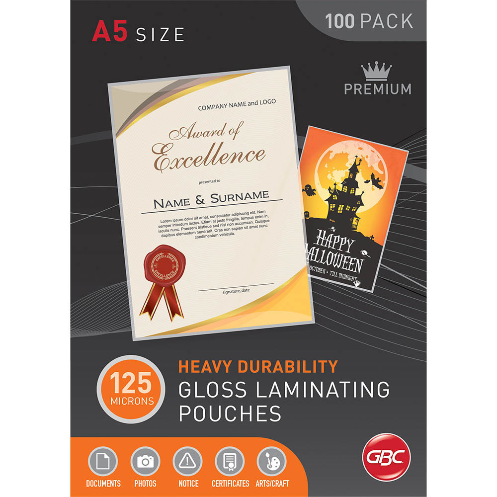 Image for GBC LAMINATING POUCH 125 MICRON A5 CLEAR PACK 100 from Office National Kalgoorlie