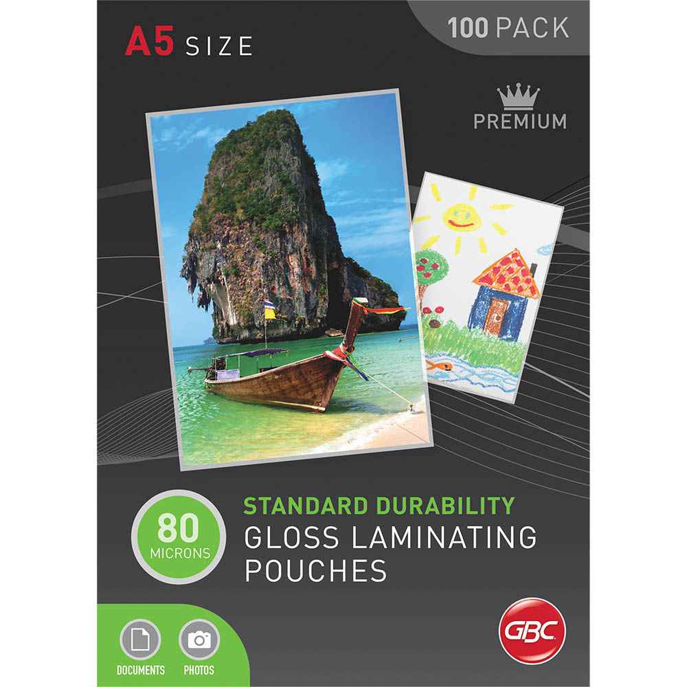 Image for GBC LAMINATING POUCH 80 MICRON A5 CLEAR PACK 100 from Mackay Business Machines (MBM) Office National
