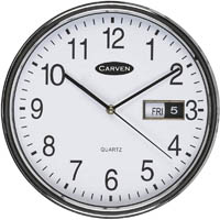 carven wall clock with date 285mm silver frame