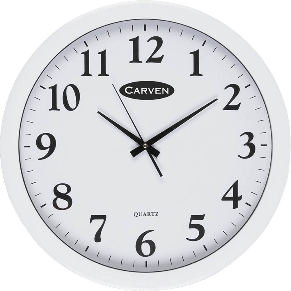 Image for CARVEN WALL CLOCK ROUND 450MM WHITE from Office National Barossa