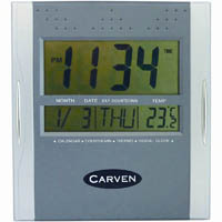 carven digital clock 210mm silver