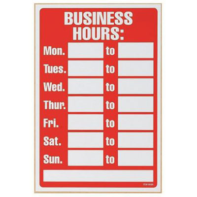 Image for HEADLINE SIGN BUSINESS HOURS 203 X 305MM RED/WHITE from Office National Capalaba