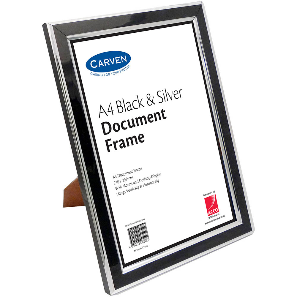 Image for CARVEN DOCUMENT FRAME A4 BLACK/SILVER from Office National