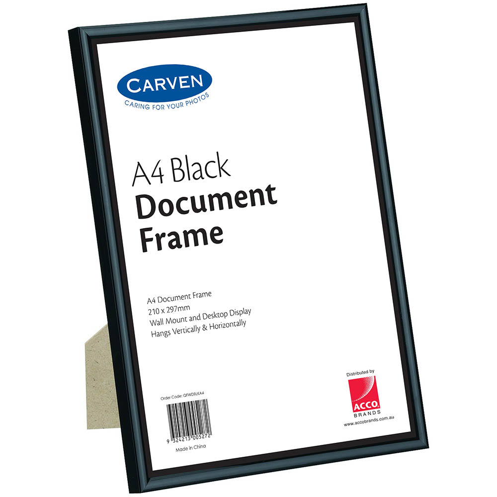 Image for CARVEN DOCUMENT FRAME A4 BLACK from Express Office National