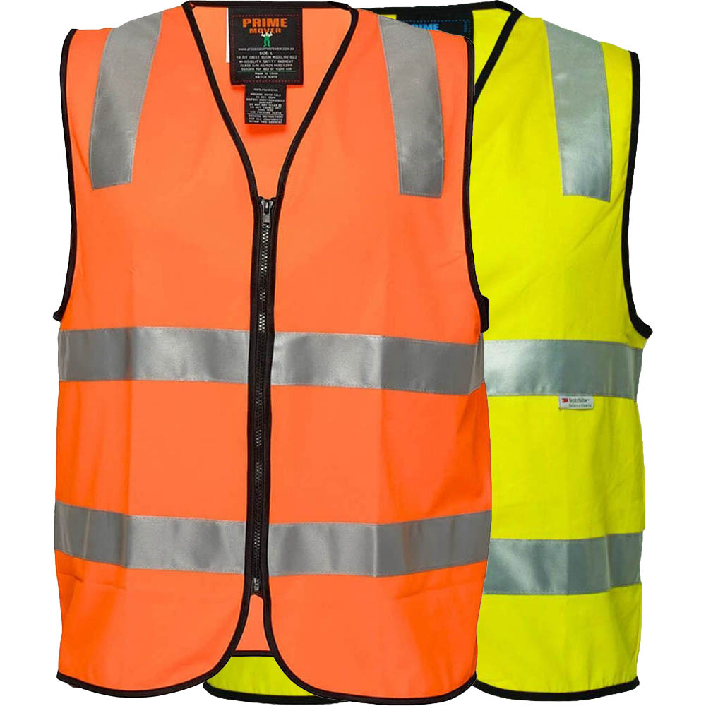 Image for PRIME MOVER MW338 HI-VIS COTTON VEST ZIPPER CLOSURE REFLECTIVE TAPE from OFFICE NATIONAL CANNING VALE, JOONDALUP & OFFICE TOOLS OPD