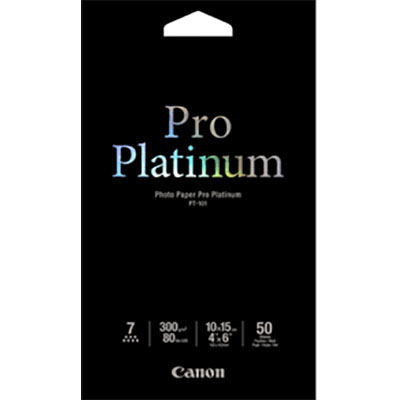 Image for CANON PT-101 PRO PLATINUM PHOTO PAPER 300GSM 6 X 4 INCH WHITE PACK 50 from OFFICE NATIONAL CANNING VALE