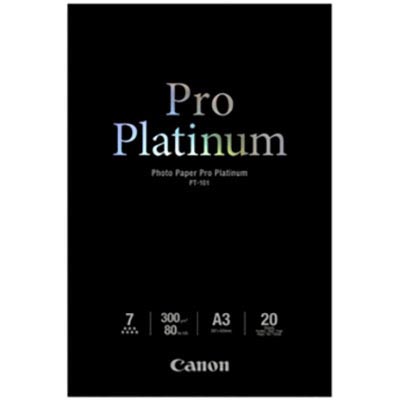 Image for CANON PT-101 PRO PLATINUM PHOTO PAPER GLOSSY 300GSM A3 WHITE PACK 20 from Angletons Office National