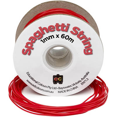 Image for EDUCATIONAL COLOURS SPAGHETTI STRING PVC TUBE 1MM X 60M RED from C & G Office National