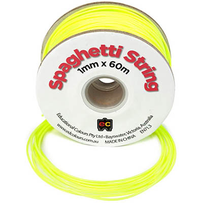 Image for EDUCATIONAL COLOURS SPAGHETTI STRING PVC TUBE 1MM X 60M FLUORO YELLOW from OFFICE NATIONAL CANNING VALE