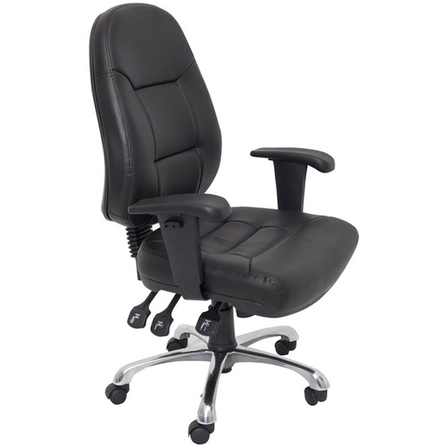 Image for RAPIDLINE PU300 ERGONOMIC TASK CHAIR HIGH BACK CHROME BASE ARMS PU BLACK from Pirie Office National