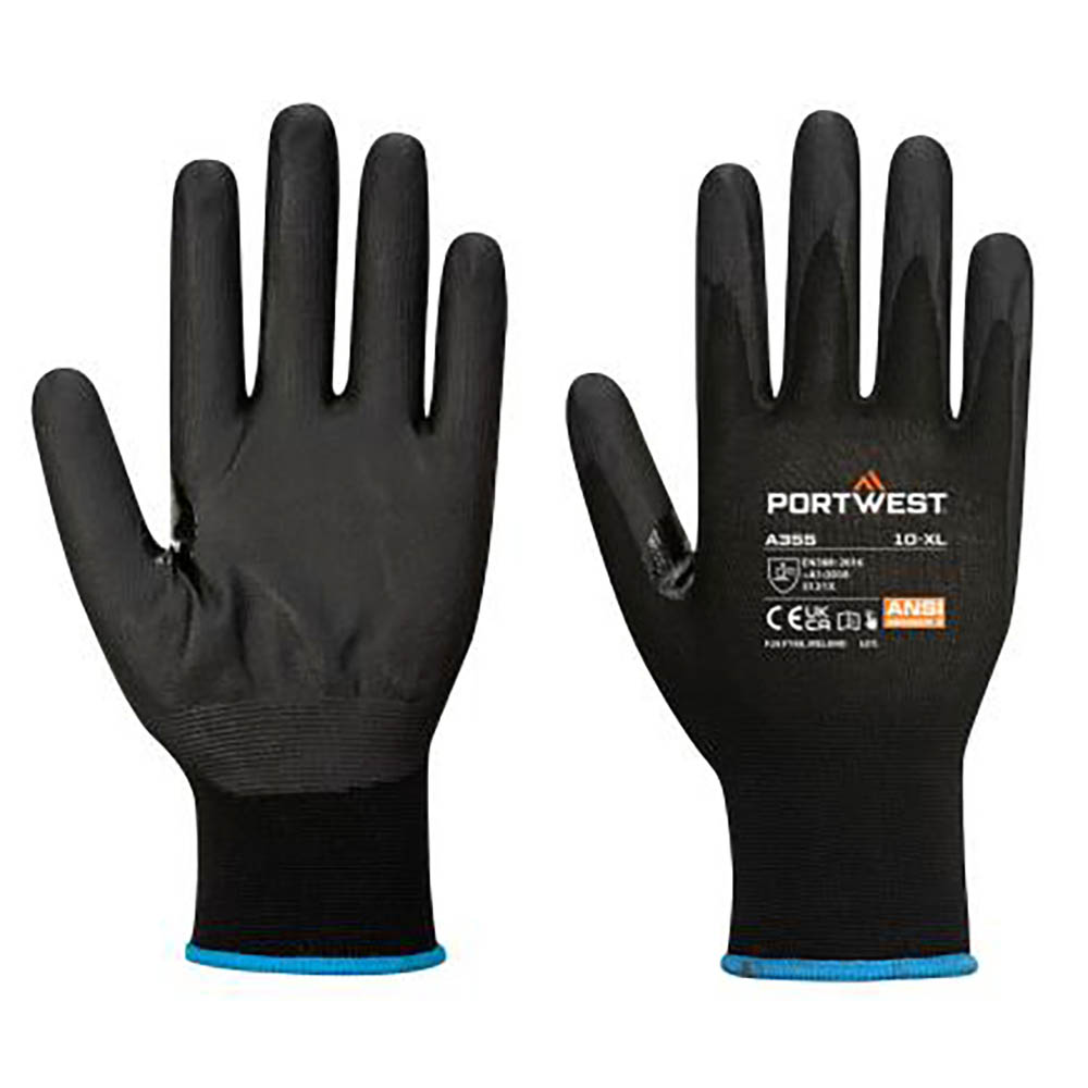 Image for PORTWEST NPR15 NITRILE FOAM TOUCHSCREEN GLOVE LARGE BLACK PACK 12 from OFFICE NATIONAL CANNING VALE