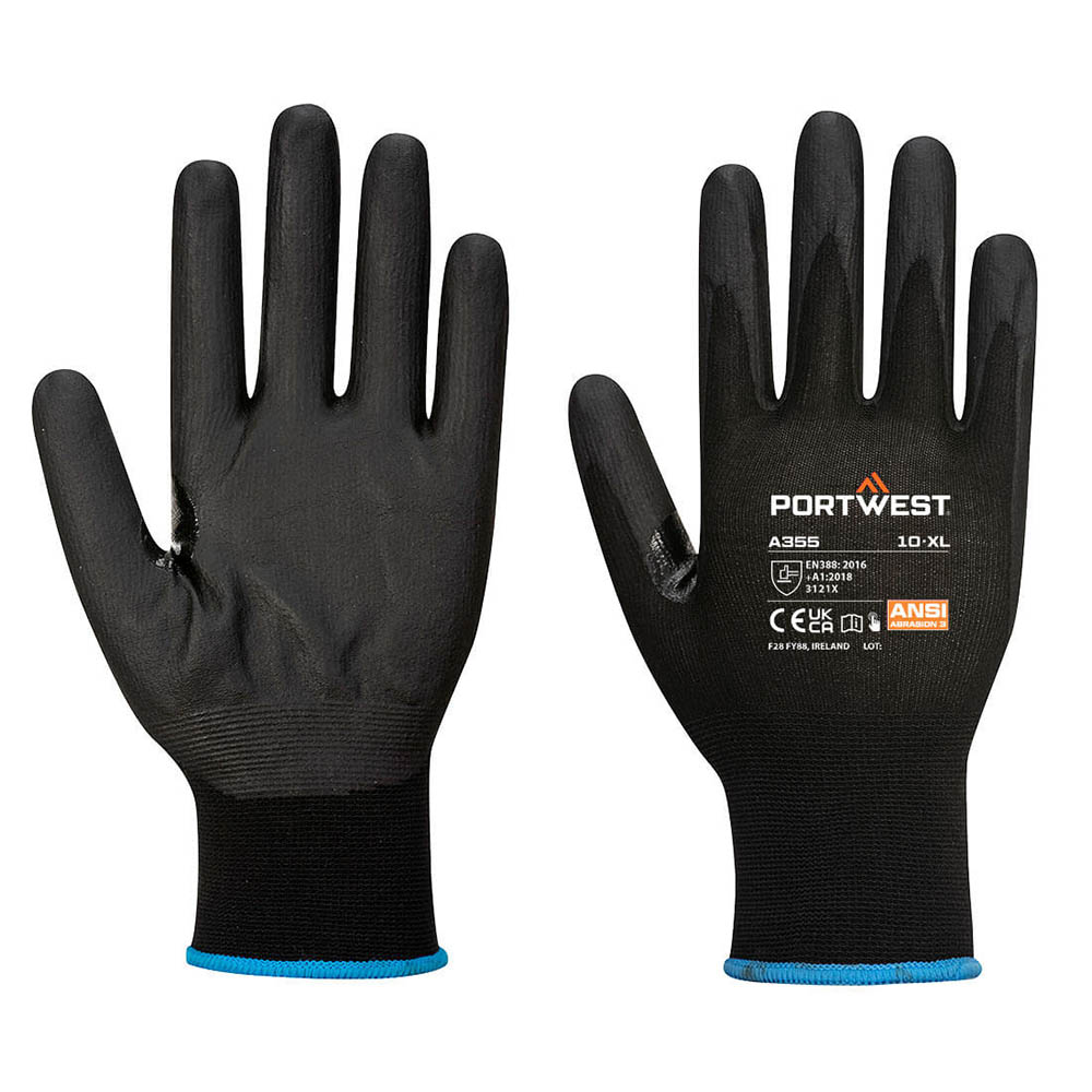 Image for PORTWEST NPR15 NITRILE FOAM TOUCHSCREEN GLOVE MEDIUM BLACK PACK 12 from Aztec Office National