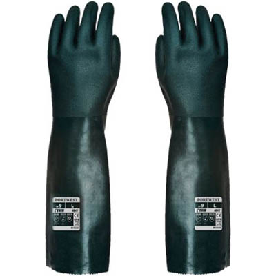 Image for PORTWEST A845 DOUBLE DIPPED PVC LONG GAUNTLET GREEN XL from Pirie Office National