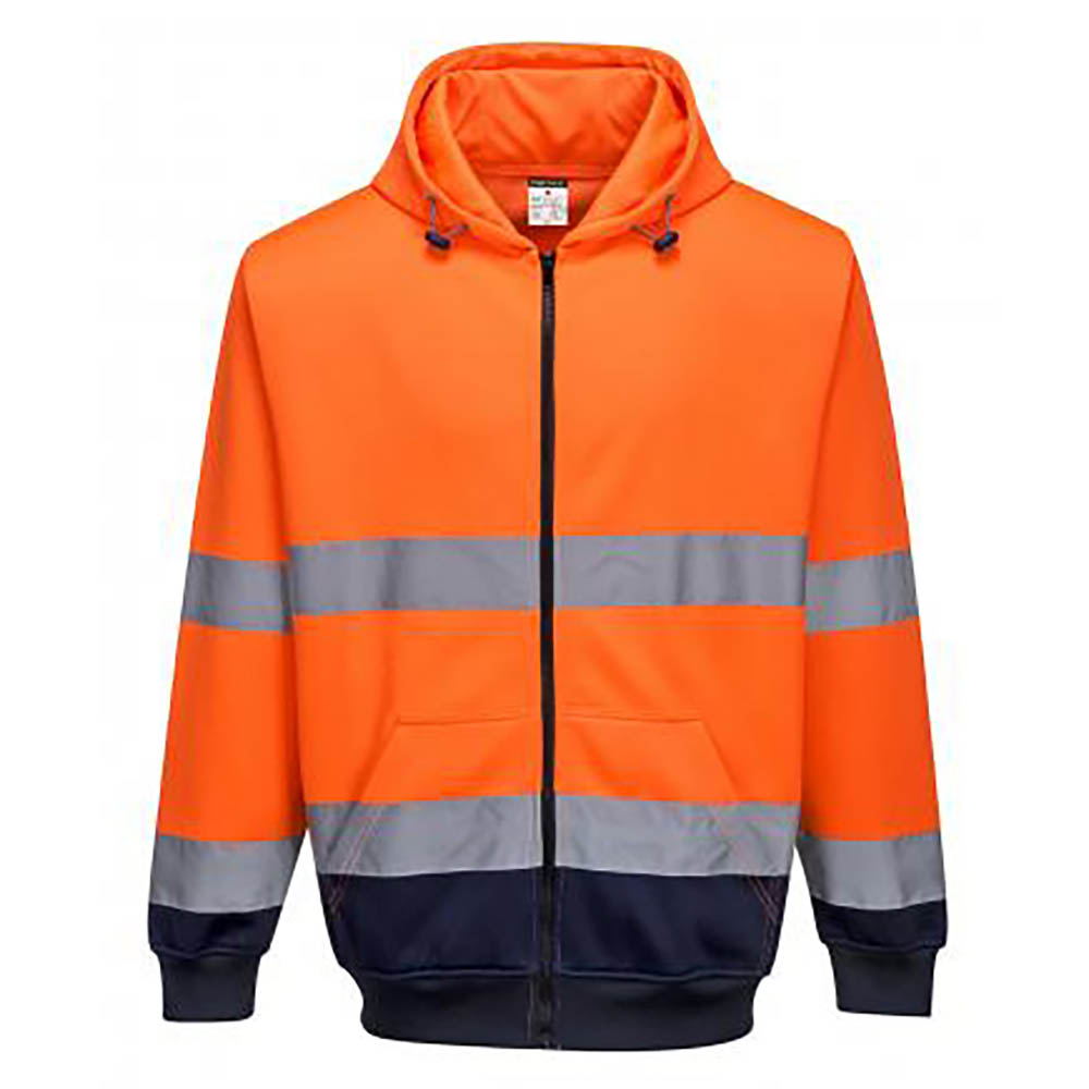 Image for PORTWEST HIGH VISIBILITY ZIPPED HOODY TWO-TONE LARGE ORANGE NAVY from Office National