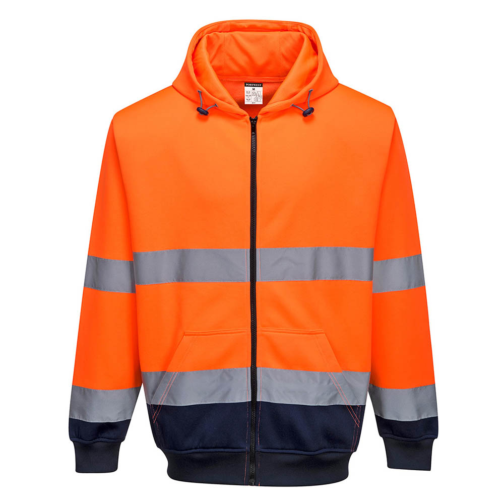Image for PORTWEST HIGH VISIBILITY ZIPPED HOODY TWO-TONE XXXL ORANGE NAVY from Pirie Office National