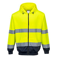 portwest high visibility zipped hoody two-tone medium yellow navy