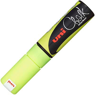 Image for UNI-BALL CHALK MARKER BROAD CHISEL TIP 15MM FLURO YELLOW from Office National Perth CBD