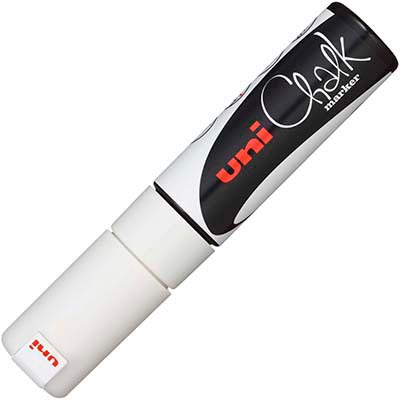 Image for UNI-BALL CHALK MARKER BROAD CHISEL TIP 15MM WHITE from Office National Perth CBD