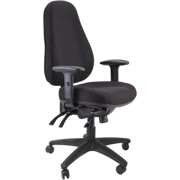 Image for BURO PERSONA 24/7 TASK CHAIR HIGH BACK 4-LEVER ARMS JETT FABRIC BLACK from Surry Office National