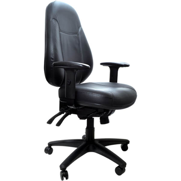 Image for BURO PERSONA 24/7 TASK CHAIR HIGH BACK 4-LEVER ARMS LEATHER BLACK from Office National