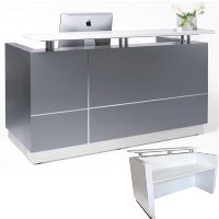 hugo reception counter 1800 x 950 x 1150mm metallic grey